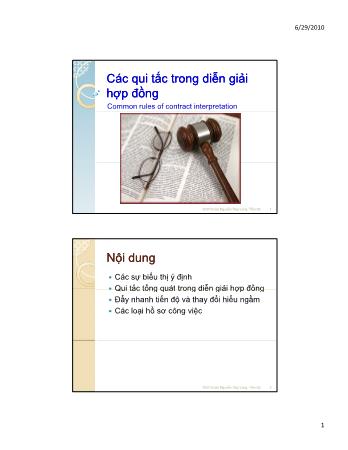 Bài giảng Các qui tắc trong diễn giải hợp đồng