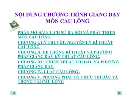 Bài giảng Cầu lông