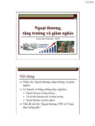 Bài giảng Chính sách phát triển FETP - Ngoại thương, tăng trưởng và giảm nghèo