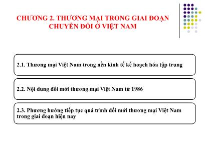 Bài giảng Điện tử học phần kinh tế thương mại Việt Nam - Chương 2: Thương mại trong giai đoạn chuyển đổi ở Việt Nam