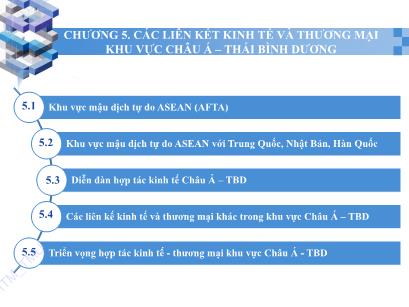 Bài giảng Điện tử học phần kinh tế và thương mại các nước châu Á, Thái Bình Dương - Chương 5: Các liên kết kinh tế và thương mại khu vực châu Á, Thái Bình Dương