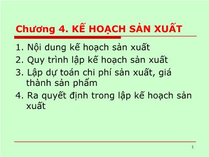 Bài giảng Kế hoạch kinh doanh - Chương 4: Kế hoạch sản xuất