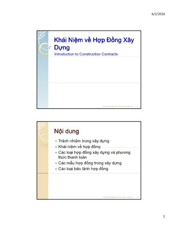 Bài giảng Khái niệm về hợp đồng xây dựng