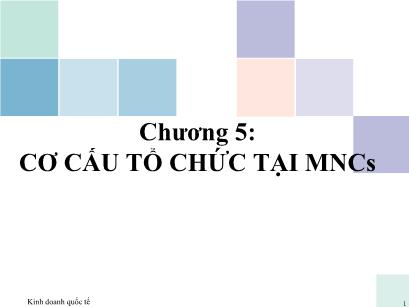 Bài giảng Kinh doanh quốc tế - Chương 5: Cơ cấu tổ chức tại MNCs