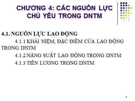 Bài giảng Kinh tế doanh nghiệp - Chương 4: Các nguồn lực chủ yếu trong doanh nghiệp thương mại