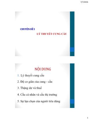 Bài giảng Kinh tế học quản lý - Chương 1: Lý thuyết cung cầu - Nguyễn Văn Dư