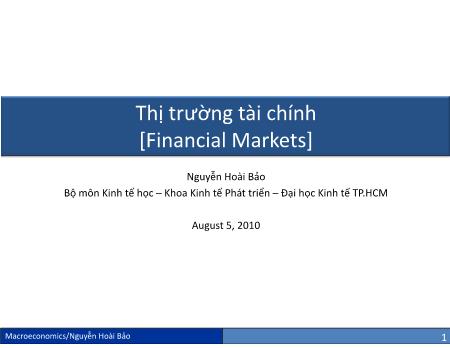 Bài giảng Kinh tế học vĩ mô - Chương 4: Thị trường tài chính - Nguyễn Hoài Bảo