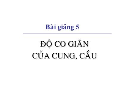 Bài giảng Kinh tế học vi mô dành cho chính sách công - Bài 5: Độ co giãn của cung, cầu - Đặng Văn Thanh