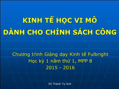 Bài giảng Kinh tế học vi mô dành cho chính sách công