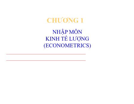 Bài giảng Kinh tế lượng - Chương 1: Nhập môn kinh tế lượng