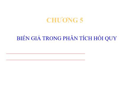 Bài giảng Kinh tế lượng - Chương 5: Biến giả trong phân tích hồi quy