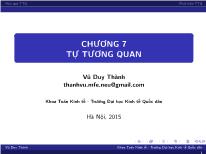 Bài giảng Kinh tế lượng - Chương 7: Tự tương quan - Vũ Duy Thành