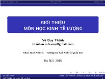 Bài giảng Kinh tế lượng - Giới thiệu môn học - Vũ Duy Thành