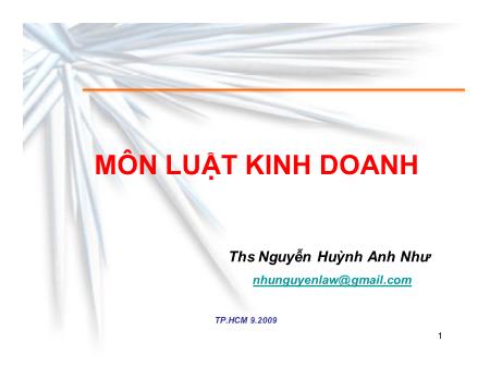 Bài giảng Luật kinh doanh - Nguyễn Huỳnh Anh Như