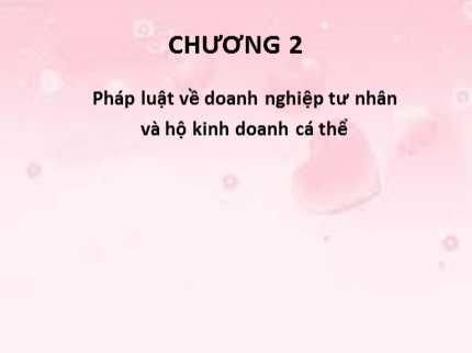 Bài giảng Luật kinh tế - Chương 2: Pháp luật về doanh nghiệp tư nhân và hộ kinh doanh cá thể