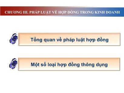 Bài giảng Luật kinh tế - Chương 3: Pháp luật về hợp đồng trong kinh doanh