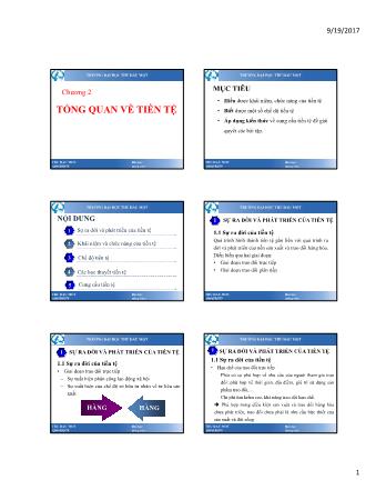 Bài giảng Lý thuyết tài chính tiền tệ - Chương 2: Tổng quan về tiền tệ - Trường Đại học Thủ Dầu Một