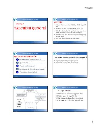 Bài giảng Lý thuyết tài chính tiền tệ - Chương 9: Tài chính quốc tế - Trường Đại học Thủ Dầu Một