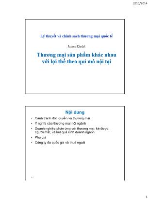 Bài giảng Lý thuyết và chính sách thương mại quốc tế - Thương mại sản phẩm khác nhau với lợi thế theo qui mô nội tại