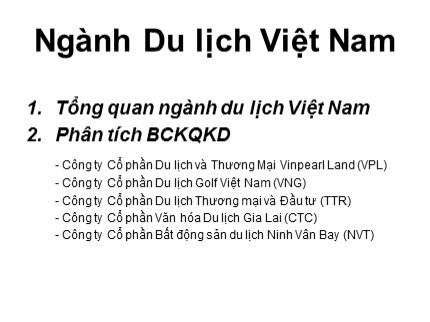 Bài giảng Ngành Du lịch Việt Nam