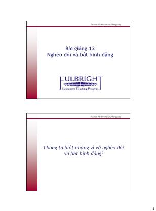 Bài giảng Nhập môn chính sách công và phân tích thể chế - Bài 12: Nghèo đói và bất bình đẳng - Nguyễn Xuân Thành