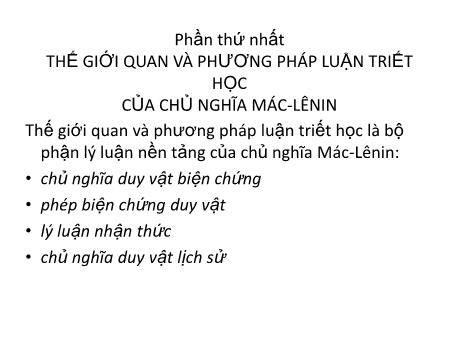 Bài giảng Những nguyên lý cơ bản của chủ nghĩa Mác-Lênin - Chương 1: Chủ nghĩa duy vật biện chứng - Nguyễn Thị Huệ