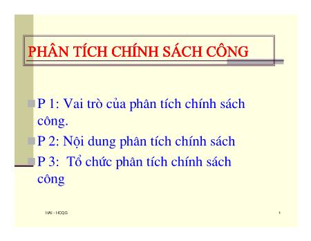 Bài giảng Phân tích chính sách công