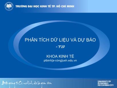 Bài giảng Phân tích dữ liệu và dự báo - Bài 3