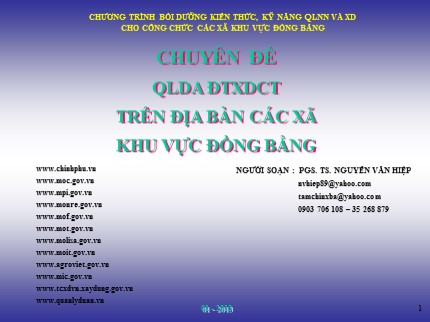 Bài giảng Quản lý dự án đối tượng xây dựng công trình trên địa bàn các xã khu vực đồng bằng (Phần 1)