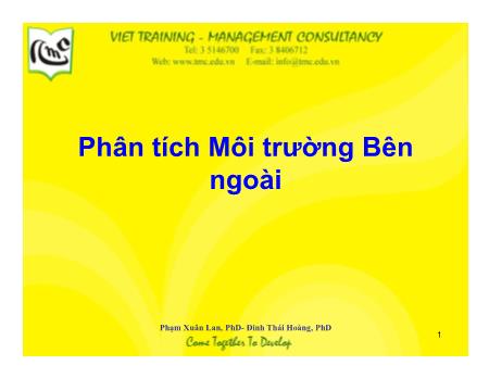 Bài giảng Quản trị chiến lược - Chương 2: Phân tích môi trường bên ngoài - Phạm Xuân Lan