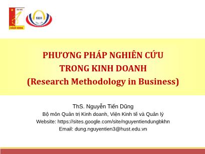 Bài giảng Quản trị kinh doanh - Chương 1: Phương pháp nghiên cứu trong kinh doanh - Nguyễn Tiến Dũng