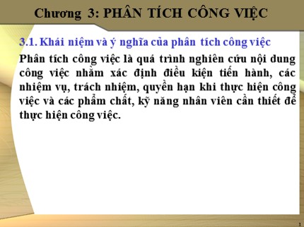 Bài giảng Quản trị nguồn nhân lực - Chương 3: Phân tích công việc - Trần Phi Hoàng