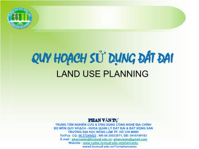 Bài giảng Quy hoạch sử dụng đất đai