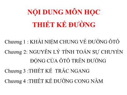 Bài giảng Thiết kế đường