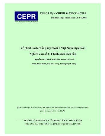 Báo cáo Về chính sách chống suy thoái ở Việt Nam hiện nay