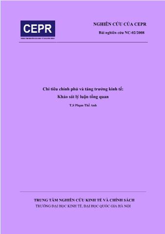 Chi tiêu chính phủ và tăng trưởng kinh tế: Khảo sát lý luận tổng quan