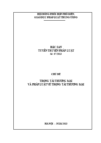 Đặc san Tuyên truyền pháp luật - Chủ đề: Trọng tài thương mại và pháp luật về trọng tài thương mại