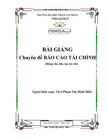 Giáo trình Báo cáo tài chính - Phạm Thị Minh Hiếu