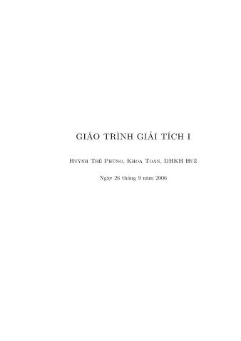 Giáo trình Giải tích 1 - Huỳnh Thế Phùng