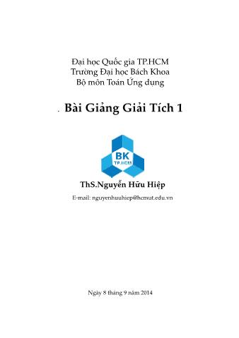 Giáo trình Giải tích 1 - Nguyễn Hữu Tiệp