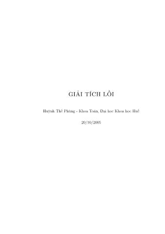 Giáo trình Giải tích lồi