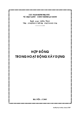 Giáo trình Hợp đồng trong hoạt động xây dựng