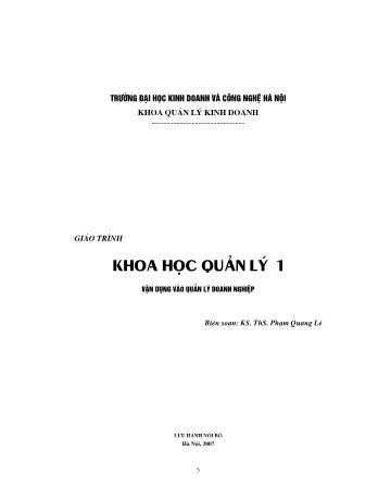 Giáo trình Khoa học quản lý 1 - Phạm Quang Lê