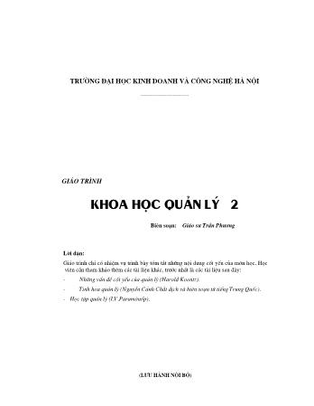 Giáo trình Khoa học quản lý 2 - Trần Phương