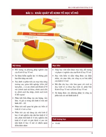 Giáo trình Kinh tế học vĩ mô - Bài 1: Khái quát về kinh tế học vĩ mô