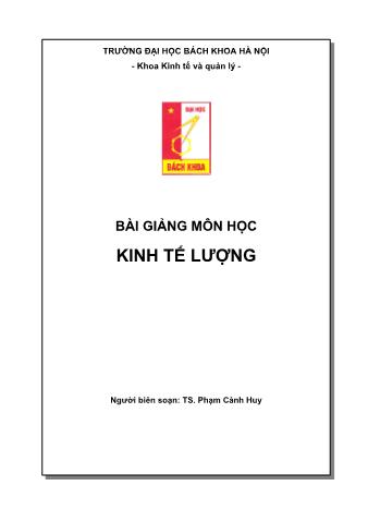 Giáo trình Kinh tế lượng - Trường Đại học Bách Khoa Hà Nội