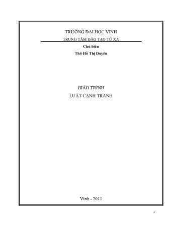 Giáo trình Luật cạnh tranh (Phần 1) - Trường Đại học Vinh