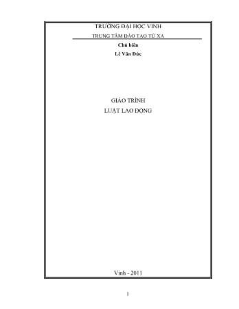 Giáo trình Luật lao động (Phần 1) - Trường Đại học Vinh