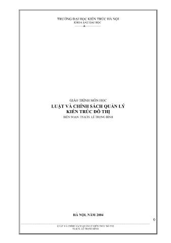 Giáo trình Luật và chính sách quản lý kiến trúc đo thị