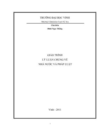 Giáo trình Lý luận chung về nhà nước và pháp luật (Phần 1) - Trường Đại học Vinh